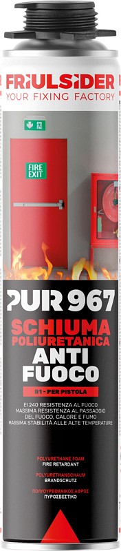 Cod. 9670100000000 - PUR 967 FIRE STOP Schiuma poliuretanica B1-EI240 pistola