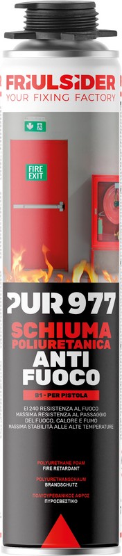 Cod. 9770000000000 - PUR 977 FIRE STOP Schiuma poliuretanica B1 EI240 pistola - 750ml