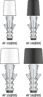 Cod. AY1612045 - Tassello in nylon con vite e paracolpi gomma nera