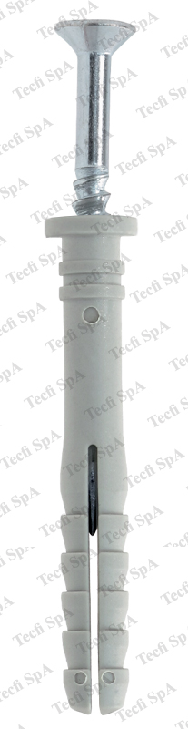 Cod. BE0605035 - Tassello nylon bordo cilindrico, c/vite TPS a percussione zn.