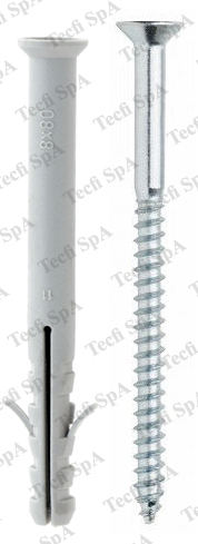 Cod. BE0808060 - Tassello nylon 2 alette c/vite TPS impronta 6 lobi, zincata