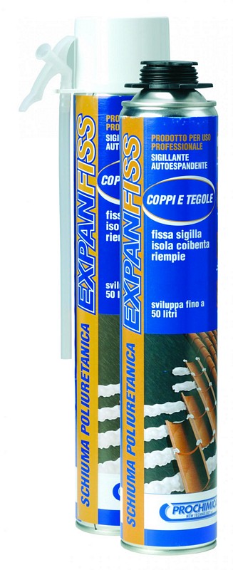 Cod. EXP/CM750 - EXPANSFISS ml. 750 manuale SPECIFICA PER COPPI & TEGOLE
(schiuma poliuretanica manuale per  coppi B3)